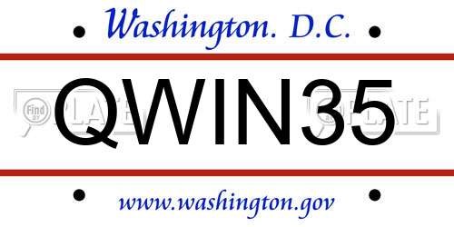 QWIN35 District Of Columbia License Plate