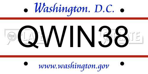 QWIN38 District Of Columbia License Plate