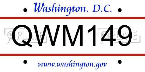 QWM149 District Of Columbia License Plate