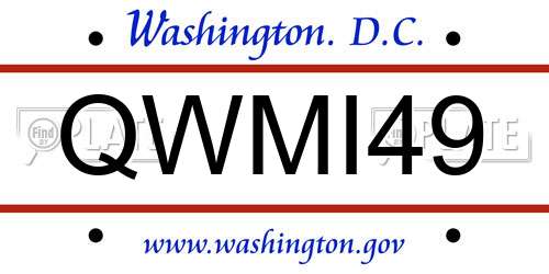 QWMI49 District Of Columbia License Plate