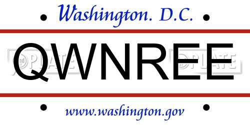 QWNREE District Of Columbia License Plate