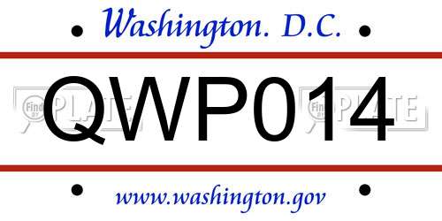 QWP014 District Of Columbia License Plate