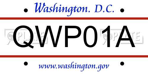 QWP01A District Of Columbia License Plate