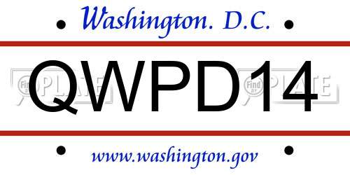QWPD14 District Of Columbia License Plate