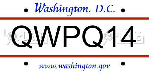 QWPQ14 District Of Columbia License Plate
