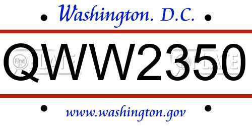 QWW2350 District Of Columbia License Plate