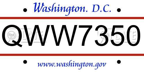 QWW7350 District Of Columbia License Plate