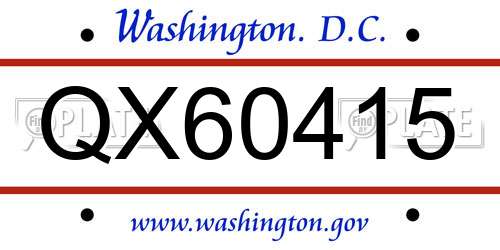 QX60415 District Of Columbia License Plate
