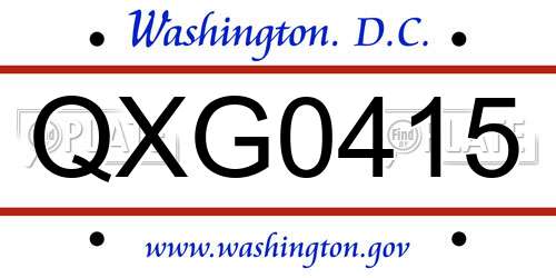 QXG0415 District Of Columbia License Plate