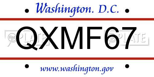 QXMF67 District Of Columbia License Plate