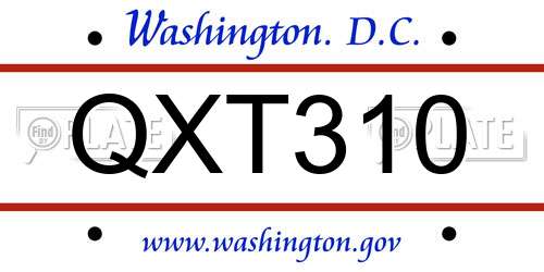 QXT310 District Of Columbia License Plate