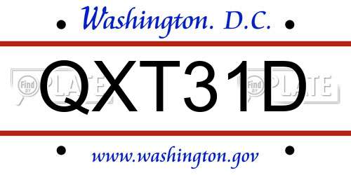 QXT31D District Of Columbia License Plate