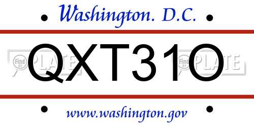 QXT31O District Of Columbia License Plate