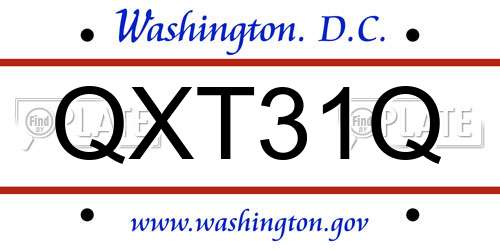 QXT31Q District Of Columbia License Plate