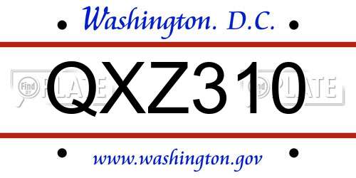 QXZ310 District Of Columbia License Plate