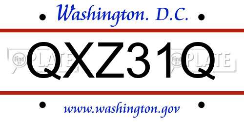 QXZ31Q District Of Columbia License Plate