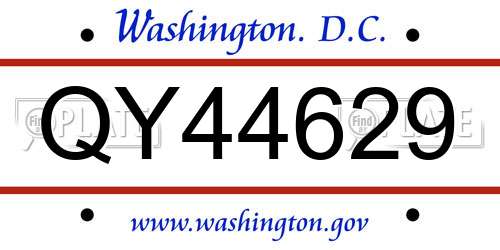 QY44629 District Of Columbia License Plate