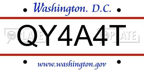 QY4A4T District Of Columbia License Plate