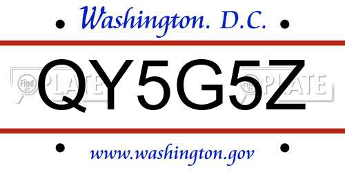 QY5G5Z District Of Columbia License Plate