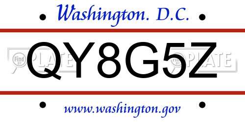 QY8G5Z District Of Columbia License Plate
