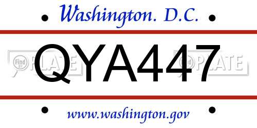 QYA447 District Of Columbia License Plate