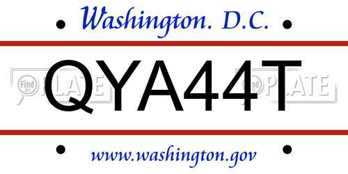 QYA44T District Of Columbia License Plate