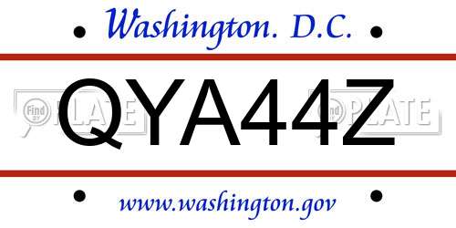 QYA44Z District Of Columbia License Plate