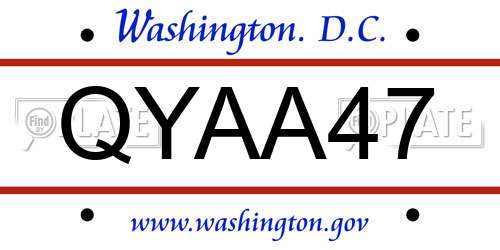 QYAA47 District Of Columbia License Plate