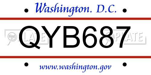 QYB687 District Of Columbia License Plate