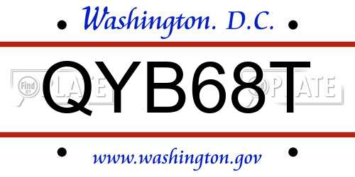 QYB68T District Of Columbia License Plate