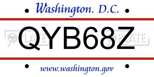 QYB68Z District Of Columbia License Plate