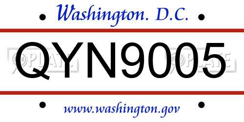 QYN9005 District Of Columbia License Plate