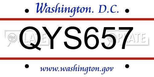 QYS657 District Of Columbia License Plate