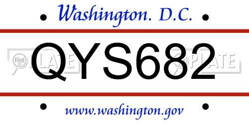 QYS682 District Of Columbia License Plate