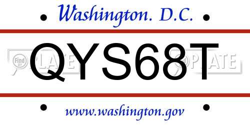 QYS68T District Of Columbia License Plate