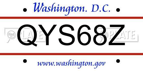 QYS68Z District Of Columbia License Plate