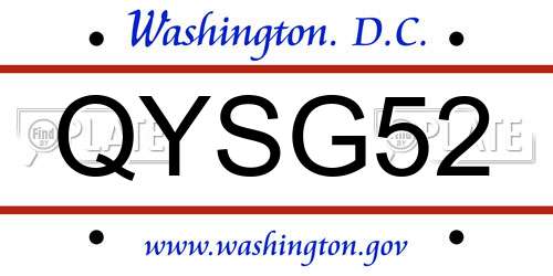 QYSG52 District Of Columbia License Plate