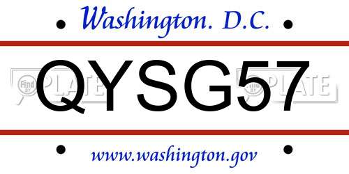 QYSG57 District Of Columbia License Plate