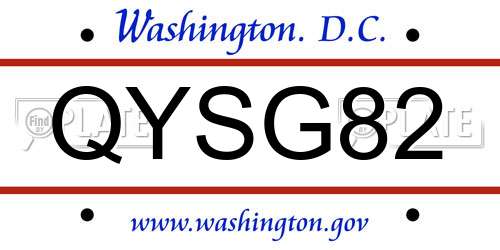 QYSG82 District Of Columbia License Plate