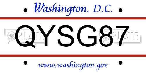 QYSG87 District Of Columbia License Plate