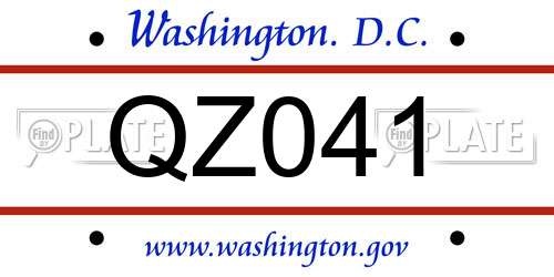 QZ041 District Of Columbia License Plate