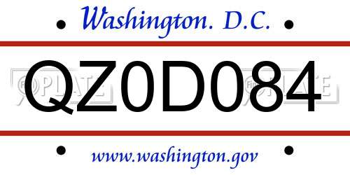 QZ0D084 District Of Columbia License Plate