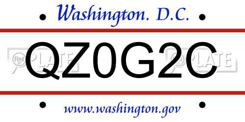 QZ0G2C District Of Columbia License Plate