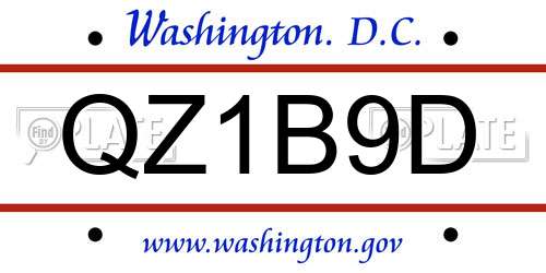 QZ1B9D District Of Columbia License Plate