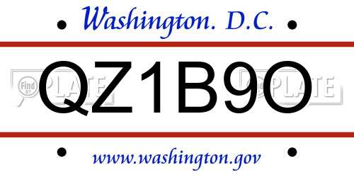 QZ1B9O District Of Columbia License Plate