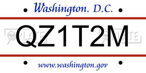 QZ1T2M District Of Columbia License Plate