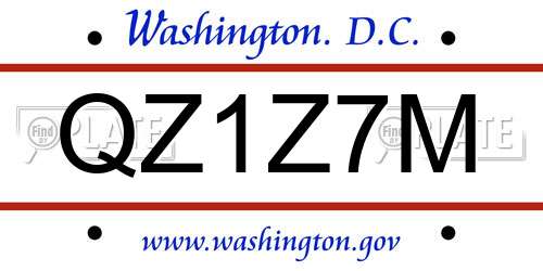 QZ1Z7M District Of Columbia License Plate
