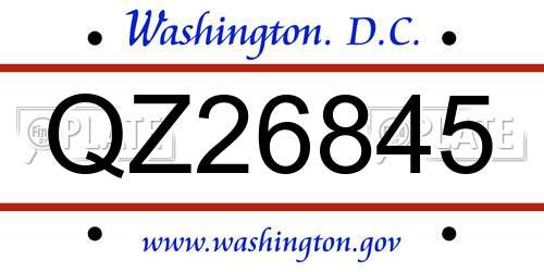 QZ26845 District Of Columbia License Plate
