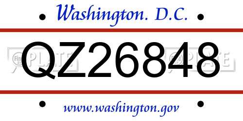 QZ26848 District Of Columbia License Plate
