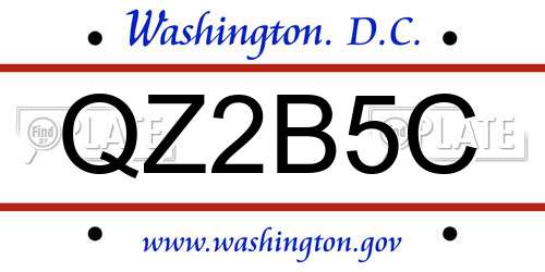 QZ2B5C District Of Columbia License Plate